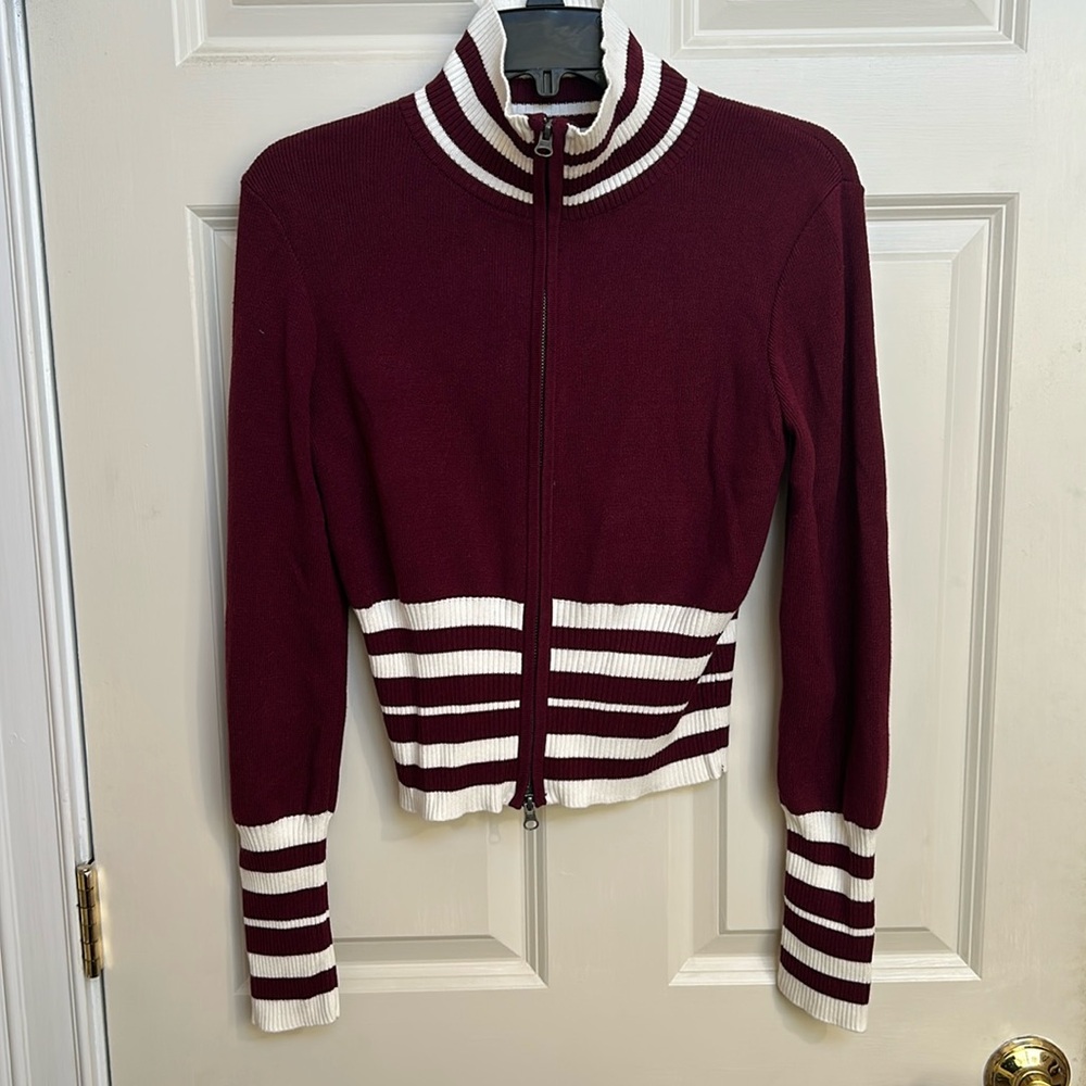 Striped Zip Up Sweater